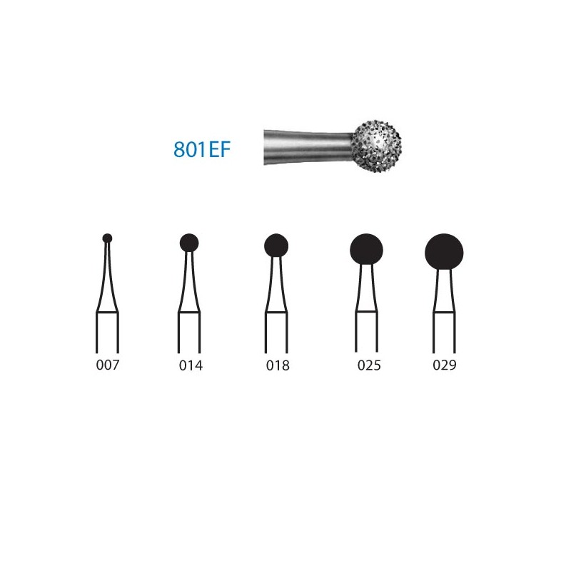 801EF.314.025  KOMET FRESA DIAMANTE BOLA TURBINA ø 025 GRANO EXTRA FINO 5 ud.