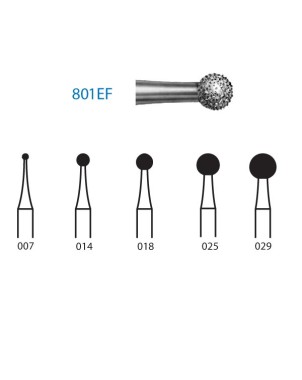 801EF.314.025  KOMET FRESA DIAMANTE BOLA TURBINA ø 025 GRANO EXTRA FINO 5 ud.
