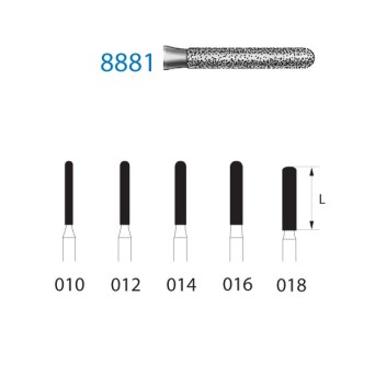 8881.314.018  KOMET FRESA DIAMANTE CILINDRICA REDONDEADA TURBINA ø 018 GRANO FINO 5 ud.