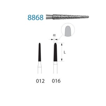 8868.314.012  KOMET FRESA DIAMANTE CONICA REDONDEADA TURBINA ø 012 GRANO FINO 5 ud.