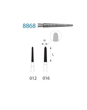 8868.314.012  KOMET FRESA DIAMANTE CONICA REDONDEADA TURBINA ø 012 GRANO FINO 5 ud.