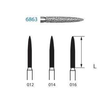6863.314.014  KOMET FRESA DIAMANTE LLAMA TURBINA ø 014 GRANO GRUESO 5 ud.