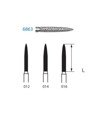 6863.314.014  KOMET FRESA DIAMANTE LLAMA TURBINA ø 014 GRANO GRUESO 5 ud.