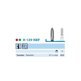 H139NEF.104.023 KOMET FRESA C. TUNGSTENO TORPEDO PIEZA DE MANO ø 023 - 1uds