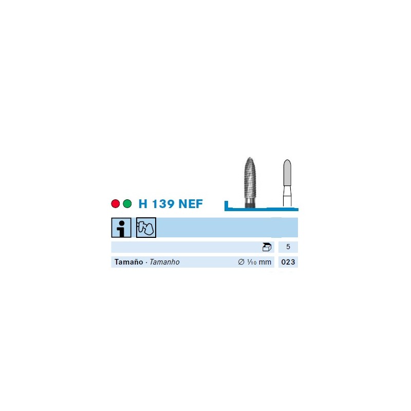 H139NEF.104.023 KOMET FRESA C. TUNGSTENO TORPEDO PIEZA DE MANO ø 023 - 1uds