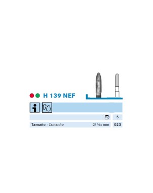 H139NEF.104.023 KOMET FRESA C. TUNGSTENO TORPEDO PIEZA DE MANO ø 023 - 1uds