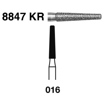 8847KR.314.018  KOMET FRESA DIAMANTE CONICA BORDE REDONDEADO TURBINA ø 018 GRANO FINO 5 ud.