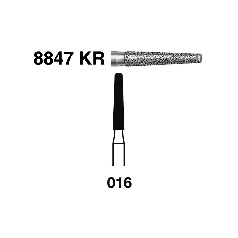 8847KR.314.018  KOMET FRESA DIAMANTE CONICA BORDE REDONDEADO TURBINA ø 018 GRANO FINO 5 ud.