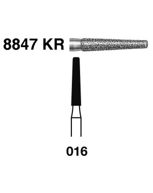 8847KR.314.018  KOMET FRESA DIAMANTE CONICA BORDE REDONDEADO TURBINA ø 018 GRANO FINO 5 ud.
