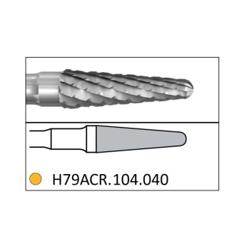 H79ACR.104.040 KOMET FRESA C. TUNGSTENO CONICA REDONDEADA PIEZA DE MANO ø 040 - 1uds
