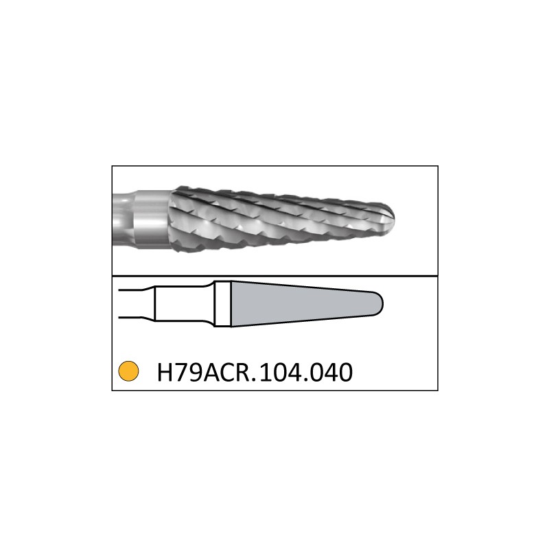 H79ACR.104.040 KOMET FRESA C. TUNGSTENO CONICA REDONDEADA PIEZA DE MANO ø 040 - 1uds