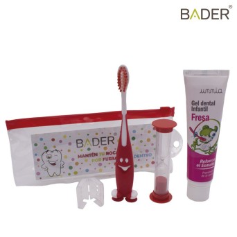 Estuche de cepillo dental infantil con reloj de arena y pasta BADER