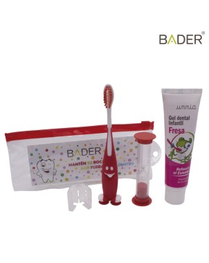 Estuche de cepillo dental infantil con reloj de arena y pasta BADER