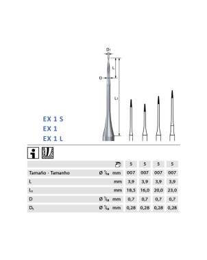 ENDOEXPLORER KOMET EX1L.204.007 p/prep endodóntica 5 ud