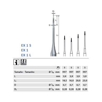 ENDOEXPLORER KOMET EX1S.204.007 p/prep endodóntica 5 ud