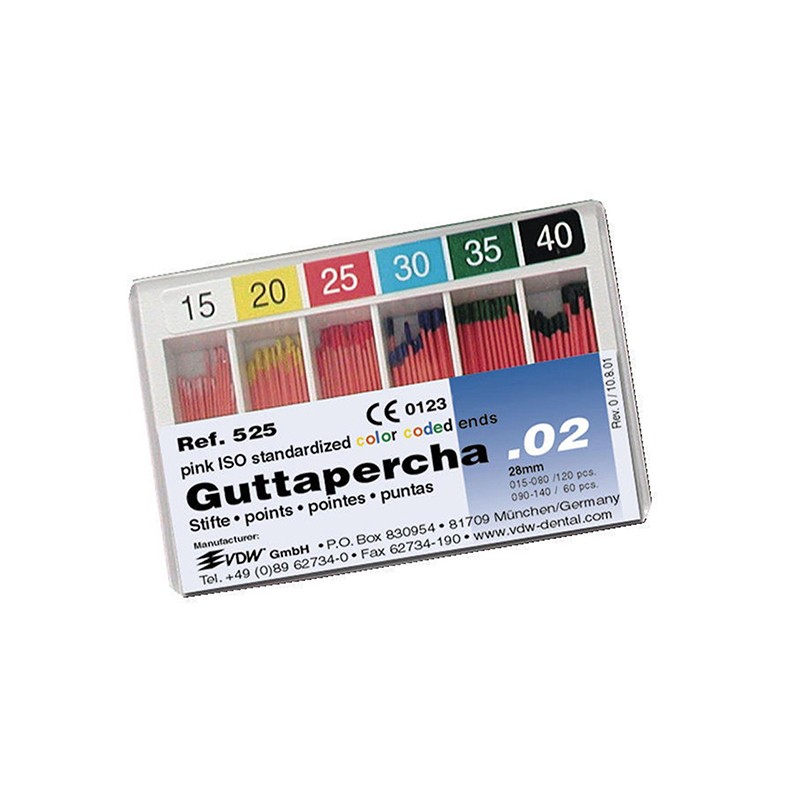 PUNTA GUTAPERCHA VDW color 28 mm conic 02 nº 15 120 ud