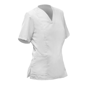 CASACA mujer blanca m/c cuello pico bolsillo XS