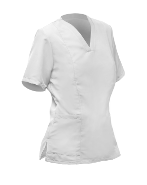 CASACA mujer blanca m/c cuello pico bolsillo L