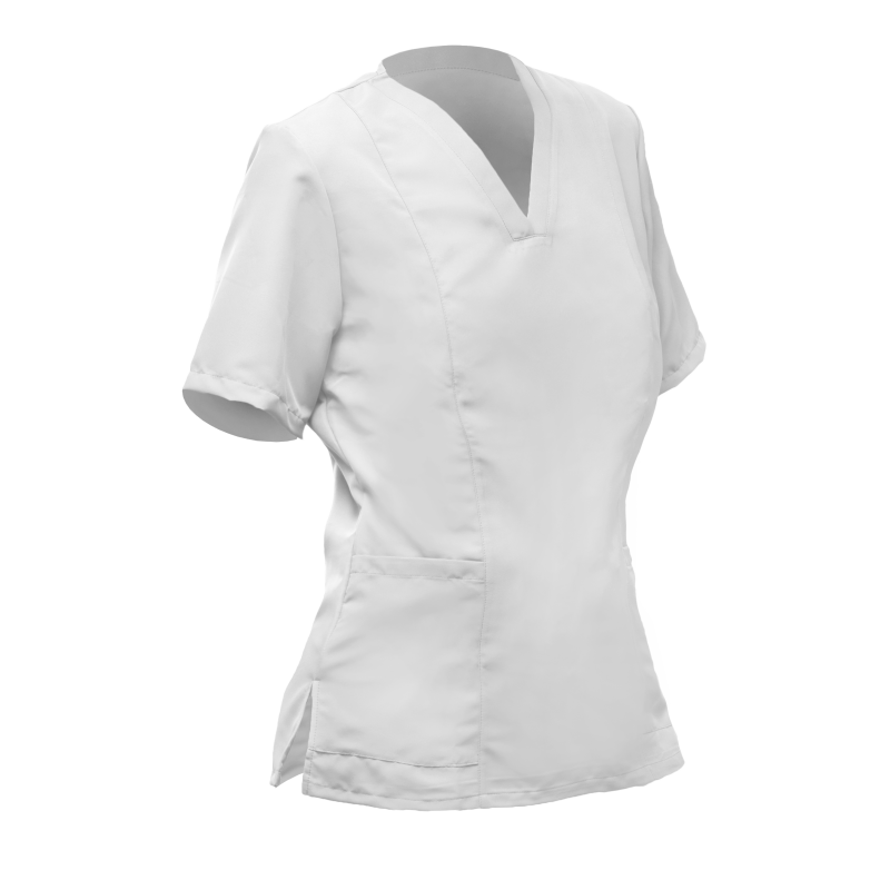 CASACA mujer blanca m/c cuello pico bolsillo XL