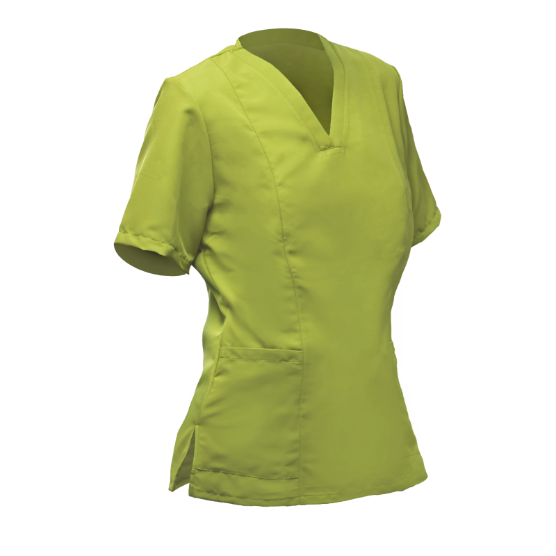 CASACA mujer verde lima m/c cuello V bolsillos L