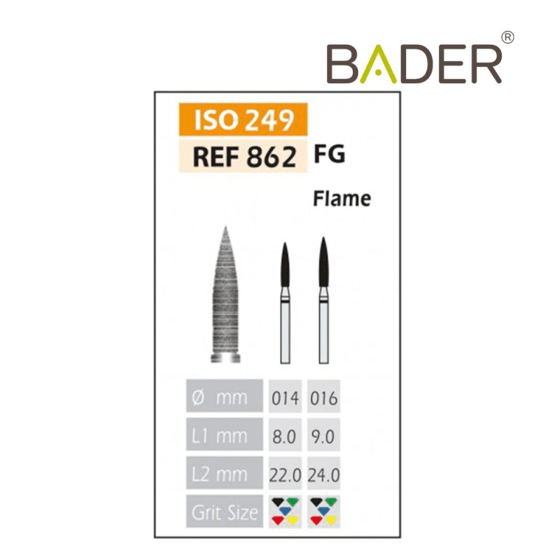 Fresas Diamante FG ISO 862-314-504-016 Amarillo Bader