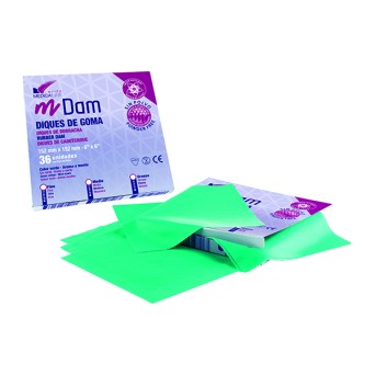 DIQUES DE GOMA MEDIOS VERDES 36u.